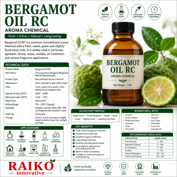 Bergamot Oil RC | Premium Citrus Aroma Chemical for Perfumes & Fragrance Applications