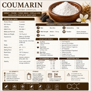 Coumarin aroma chemical Coumarin Aroma Chemical | Sweet Tonka Bean & Vanilla Fragrance Ingredient