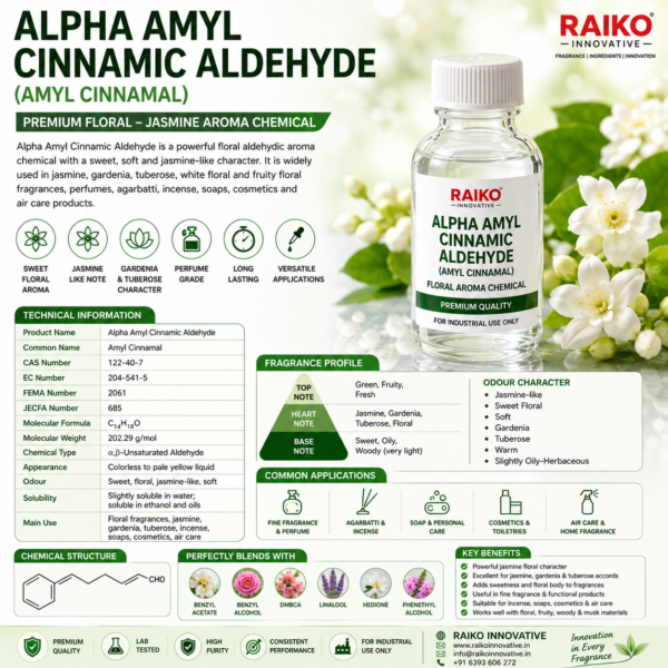 Alpha Amyl Cinnamic Aldehyde Alpha Amyl Cinnamic Aldehyde – Jasmine Floral Aroma Chemical