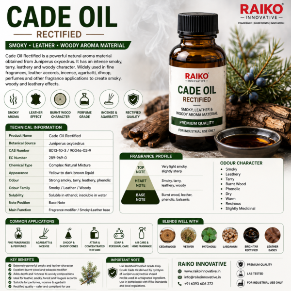 Cade Oil – Smoky, Leather & Woody Aroma Material | CAS 8013-10-3